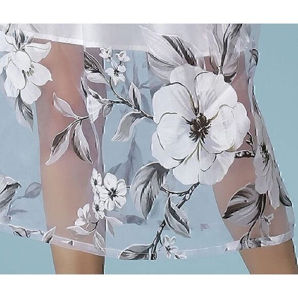 Floral 1/2 Sheer Sleeveless Maxi Long Dress NEW - Picture 3 of 9